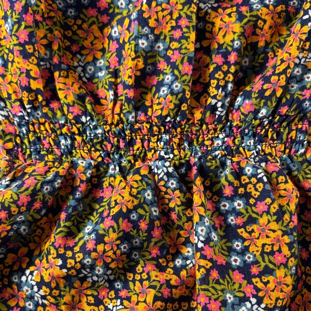Free People Black Floral Button-Front Blouse with Orange & Pink Flowers - Picture 13 of 13